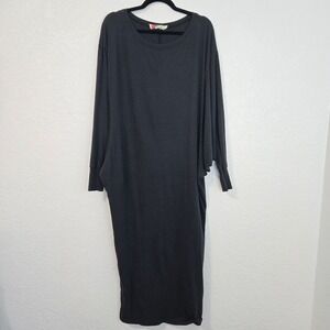 FP Beach Black Dolman Sleeve Midi Dress XS TP Cotton Lightweight